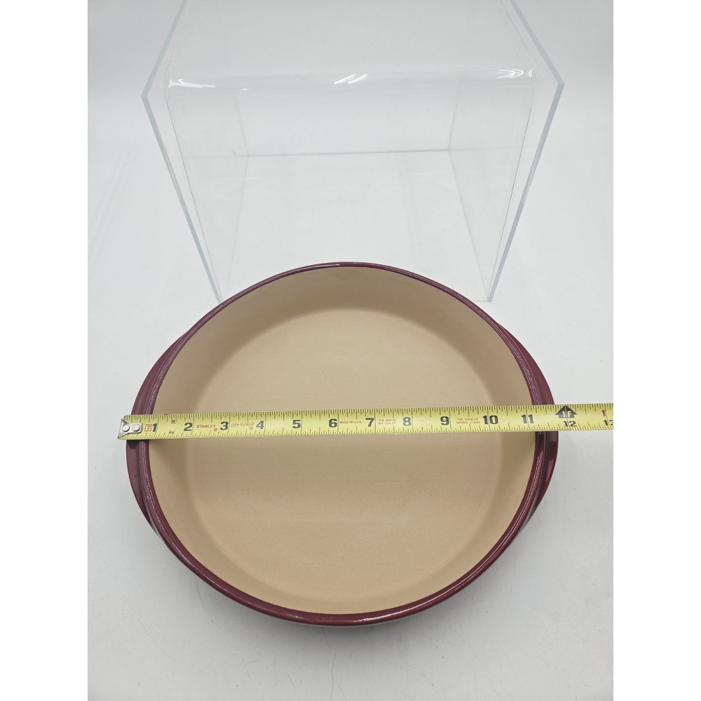 Pampered Chef Round Stoneware Baking Dish Pie Pan 11x2 2qrt Maroon 5101 - Picture 6 of 6
